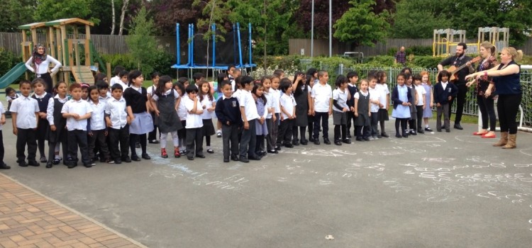Reception song time in the playground