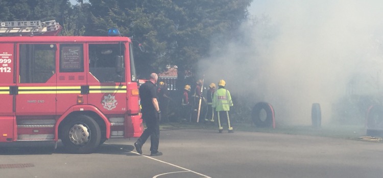 Fire brigade deal with fire at school!